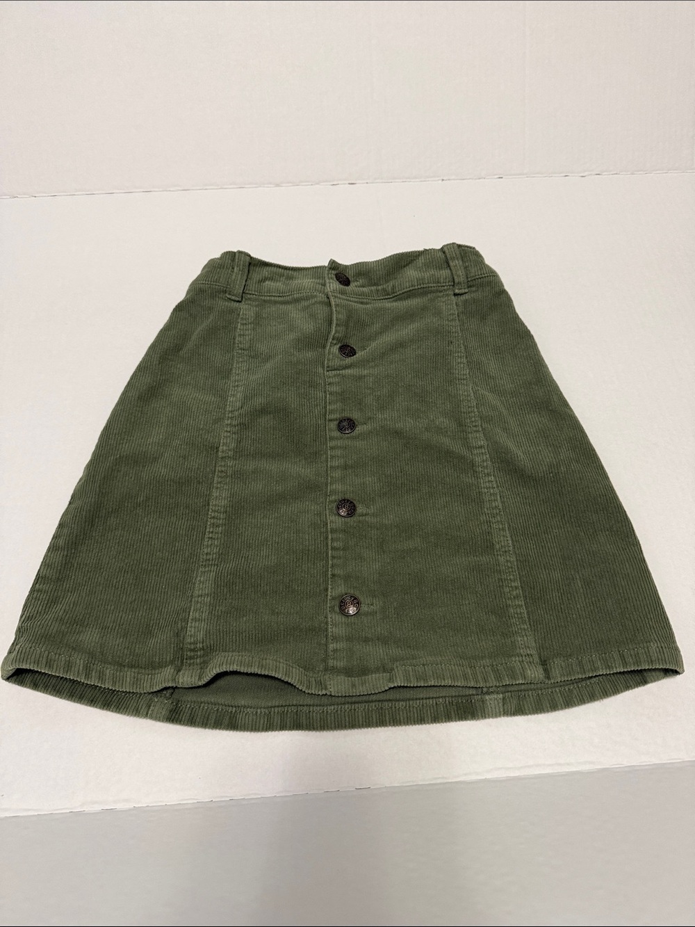 Crazy 8 Olive Green Corduroy Button-Front A-Line Skirt